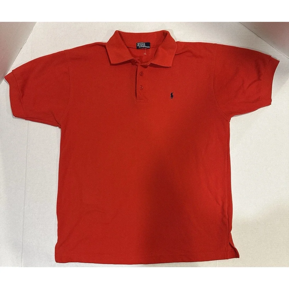 Polo Ralph Lauren Polo Shirt Men's Size Large Red Short Sleeve Blue Horse
